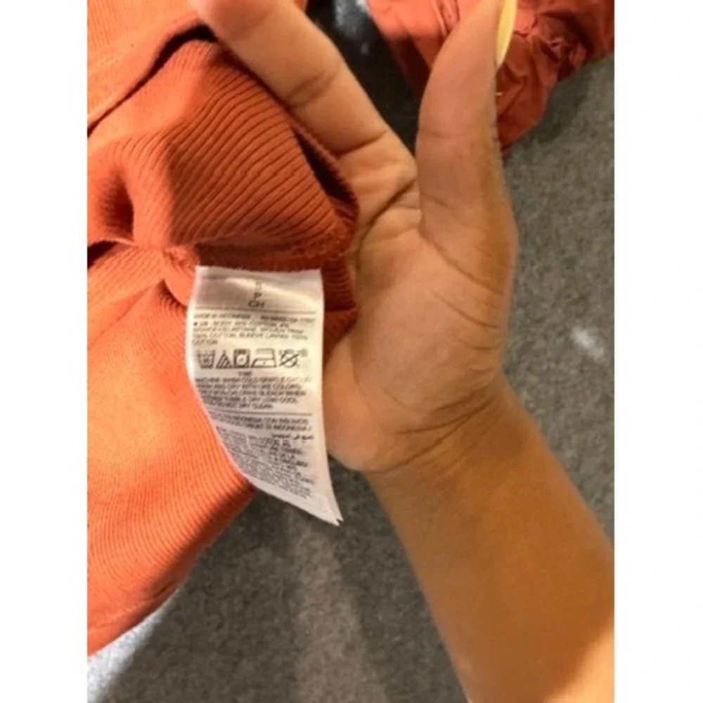 Old Navy Womens Small Rust Orange Ribbed Henley Puff Sleeve Top Boho Cottagecore